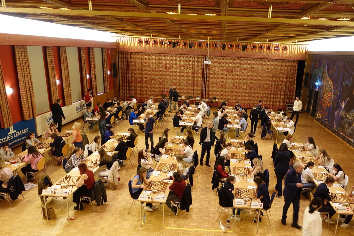 ECUonline's tweet photo. Mitropa Chess Cup 2026 is underway in Sankt Veit an der Glan, Austria! 🏆 #chess #MitropaCup 

This year, the event marks half a century since the competition was established, and it is dedicated to the memory of Professor Kurt Jungwirth, the tournament’s founder, who passed away in May 2025 at the age of 95.

Three rounds have already been played, and France and Italy co-lead in the Open tournament scoring maximum 6 match points. In the Women's section, Ukraine and Germany tie for the top scoring 5 match points each. 

♟️All results, pairings & rankings: https://t.co/GzTtd9Kp97
🔗Official webpage of the tournament: https://t.co/LSZKBtTA19
📸Photo gallery: https://t.co/9JuRuElZOV