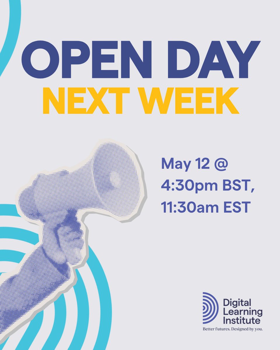 DLInstitute_'s tweet photo. Just a reminder, our Open Day is next week! 📣

📅 May 12 | 4:30pm BST / 11:30am EST
Still haven't registered? There's still time, grab your spot via the link below. We'd love to have you join us. 👇
https://t.co/QGtaz3DfJl

#EdTech #Upskilling #CareerDevelopment #OpenDay https://t.co/INIfBUkcUB