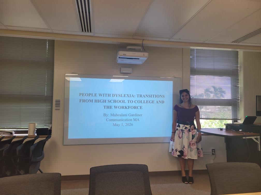 uhmcom's tweet photo. It's Master Defense Sunday🎓📃

We have a big congratulations for Mahealani Gardiner🎉

Mahea successfully defended her MA thesis: "People with Dyslexia: Transitions from High School to College and the Workforce," on Friday, May 1👏

Mahalo Mahea💜

https://t.co/ahA5opMyH7 https://t.co/Bt4GiImgp5