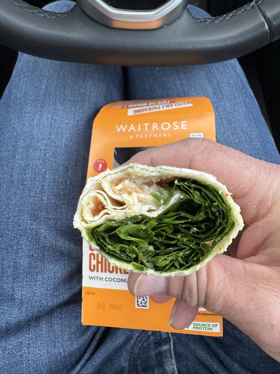 ShakeyDave74's tweet photo. @waitrose I now see why your sweet chilli chicken and spinach wrap gets the Better Welfare Chicken stamp. It’s all spinach and no chicken! Disgrace. https://t.co/h4BP3JYQd7