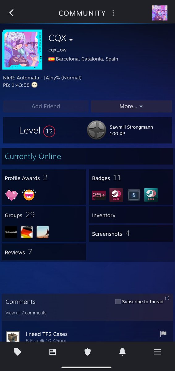 zTrix_s's tweet photo. Yo tengo al "impersonating me" final boss, es tan bueno que me ha copiado el tiempo de Speedrun en nier automata, solo falta que me copié el VacBan y el nombre https://t.co/i8SSl4SufI