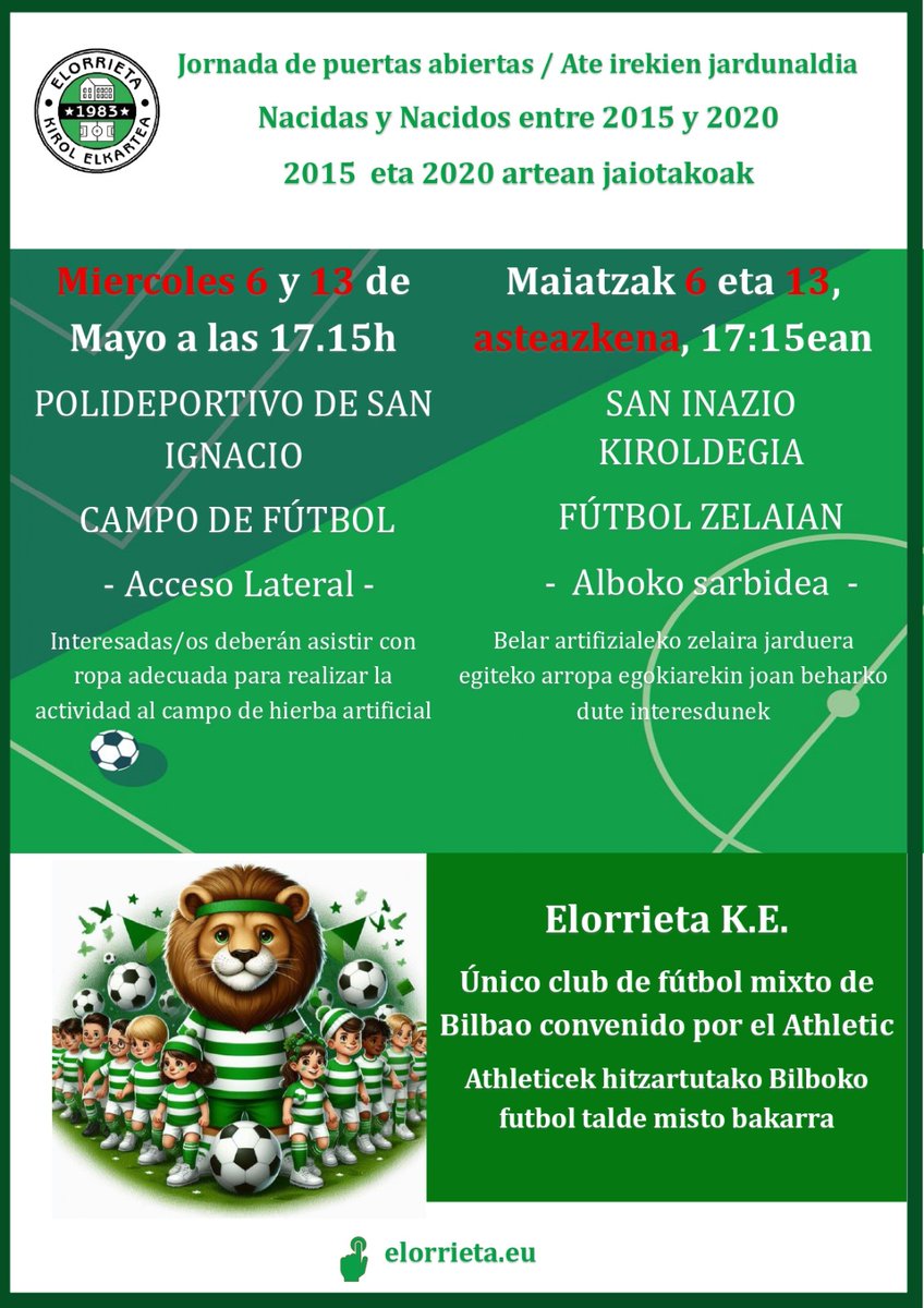 cdelorrieta's tweet photo. Por un problema de espacio en el campo de fútbol, nos hemos visto obligados a cambiar los días de las jornadas de puertas abiertas. Disculpad las molestias

Futbol-zelaiko espazio arazo batengatik, ate irekien jardunaldietako egunak aldatu behar izan ditugu. Barkatu eragozpenak https://t.co/XpE6XVGcRq