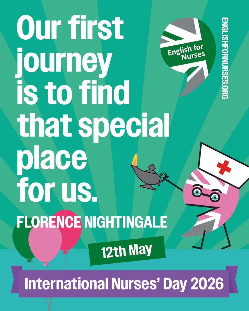 EnglishforNurse's tweet image. We're only a week away from International Nurses’ Day, one of the most important days of the year for everyone at English for Nurses!

To celebrate Nurses’ Day, we will be posting some of Florence's wise words every week throughout May!   

🥳🥳🥳🥳

#Nurse #Nursing #NursesDay
