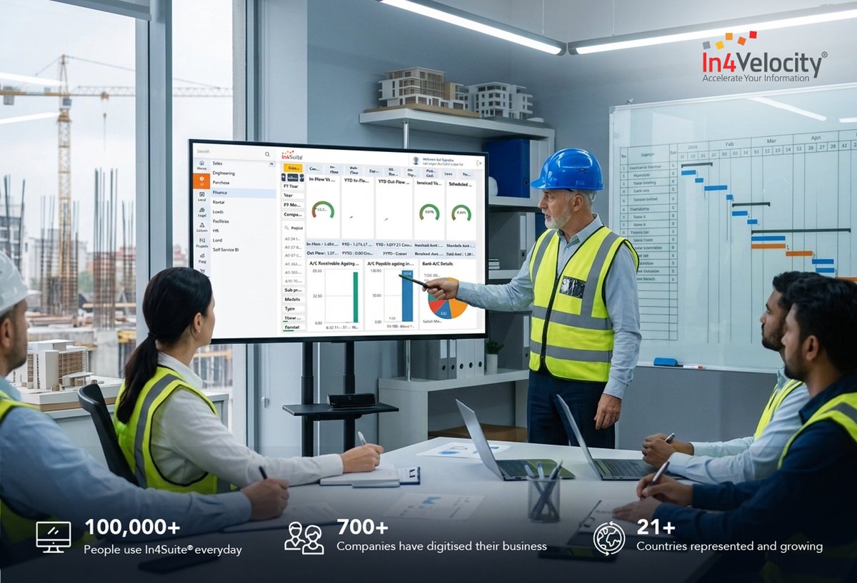 in4velocity's tweet photo. Most delays aren't execution issues. They're approval bottlenecks.
Files waiting. Emails missed. No visibility.
In4Suite® makes approvals tracked, timed & visible — so nothing stalls without accountability.
#ConstructionERP #WorkflowAutomation #In4Suite https://t.co/h1Ah2DoRfV
