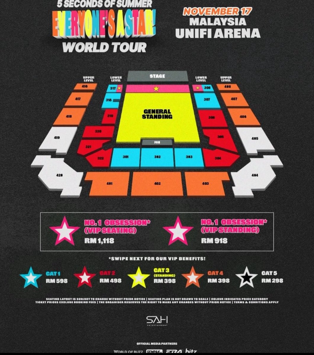 puteriqstnaa's tweet photo. 5SOS FANS ❗️
selling 1x CAT 2 ticket (Malaysia 🇲🇾)

📍 Unifi Arena
📅 17 Nov, 8PM
🎫 Section 319 (D)

got my desired seats so letting this go (this was my backup!)
100% legit, purchased under my name — can provide proof

serious buyers only pls
dm me if interested https://t.co/t791d8RWaT