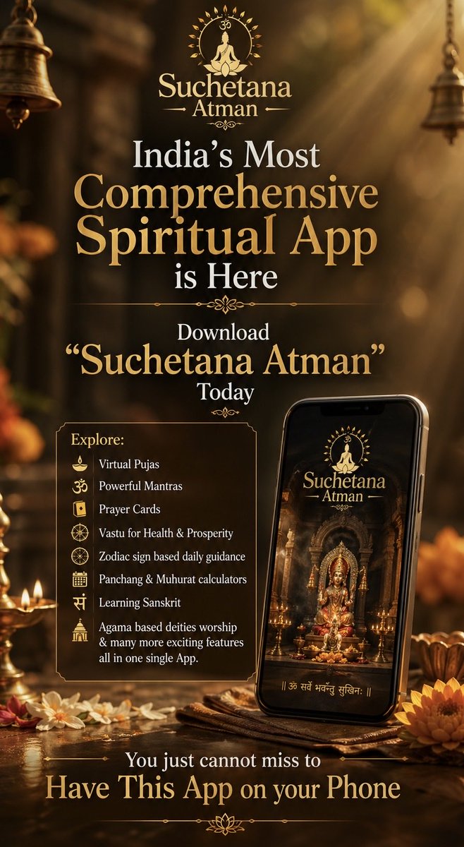 SuchetanaAtman's tweet image. 🕉️ Your Daily Divine Companion 

Download now on iOS and Android

#SuchetanaAtman #MobileApp #SpiritualWisdom #Hinduism