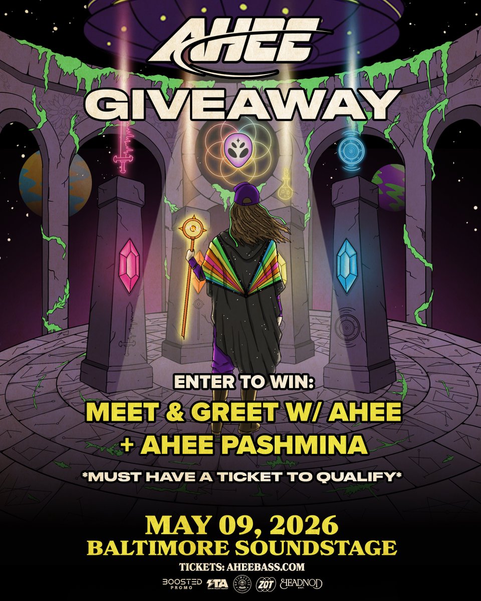 HeadnodSquad's tweet photo. The Bassquest Tour is landing in Baltimore this Saturday and we're sending one lucky winner backstage to meet AHEE + win a pashmina 👽🛸

Enter on our IG!
*MUST HAVE VALID TICKET FOR ENTRY*

Tickets are still available at the link in our bio as well ✨ https://t.co/wR2mZhw1Q9