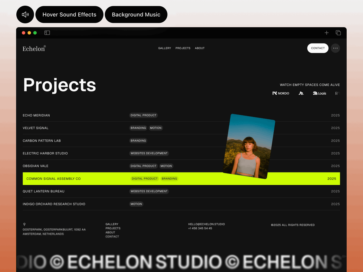 craftworkdesign's tweet photo. Introducing Echelon, a systems-first @Framer template built for visionary studios and brands.

Get for free → https://t.co/Kyyu3TWKag https://t.co/vsSBv6snVi