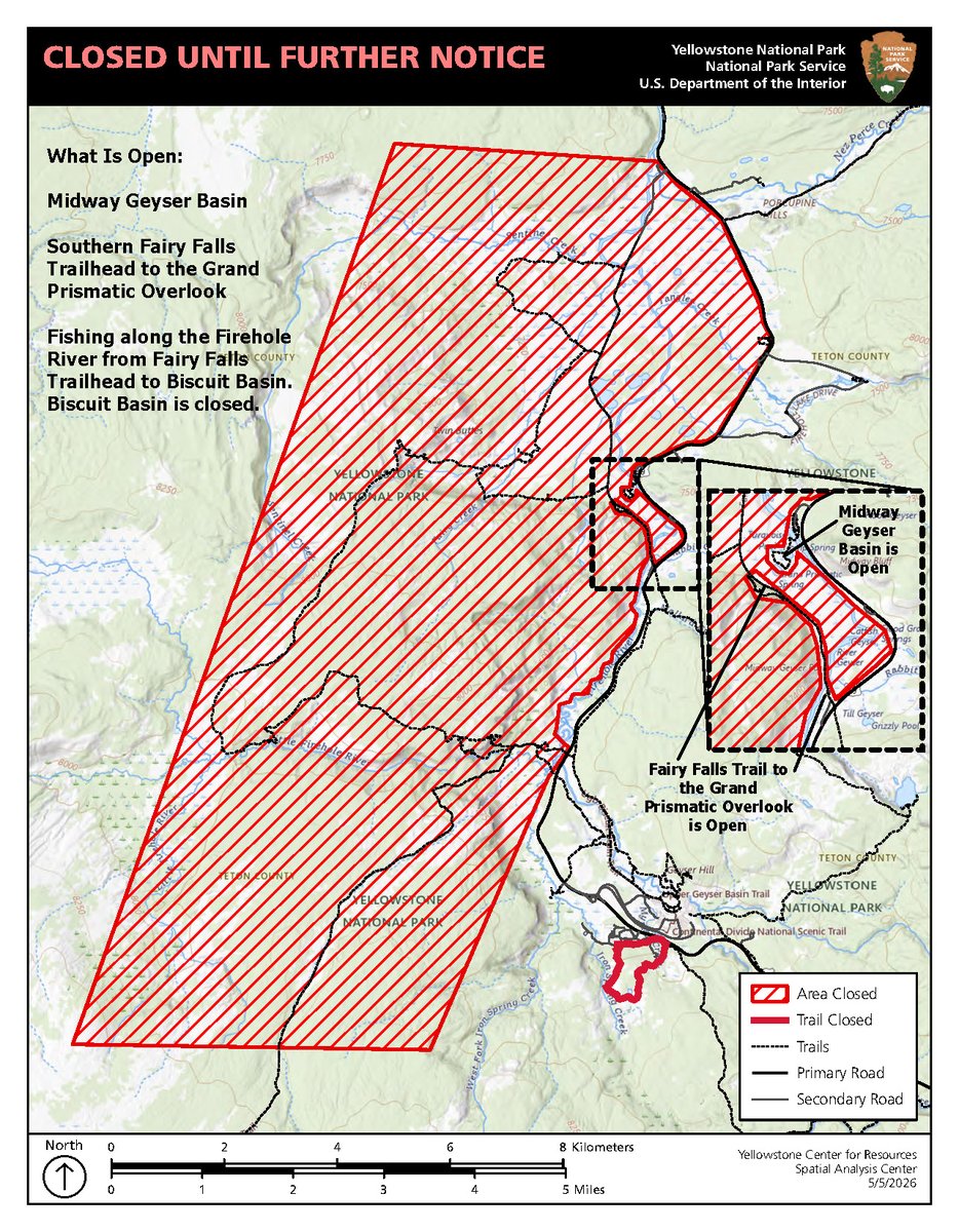(NEWS RELEASE) Hikers injured by bear in Yellowstone National Park

On the afternoon of May 4, two hikers sustained injuries by one or more bears on the Mystic Falls Trail near Old Faithful in Yellowstone National Park.

National Park Service emergency services personnel