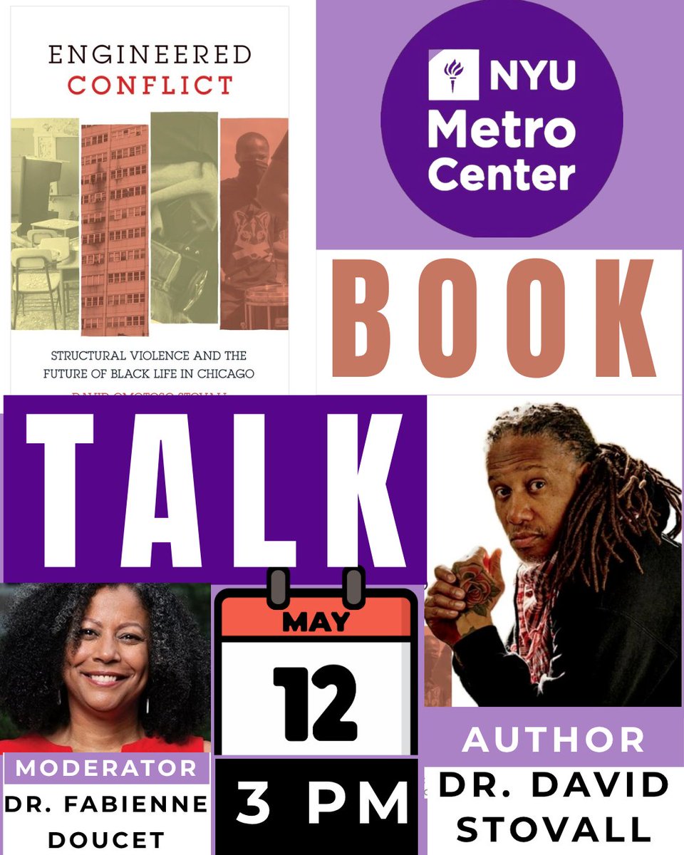 metronyu's tweet image. Join us at @metronyu for a discussion with David Stovall on his new book, Engineered Conflict. Moderated by Exec Director @bailabomba, be prepared to engage in a critical dialogue about the intersection of #race, #policy, &amp;amp; #justice. Register here: bit.ly/42OvNty