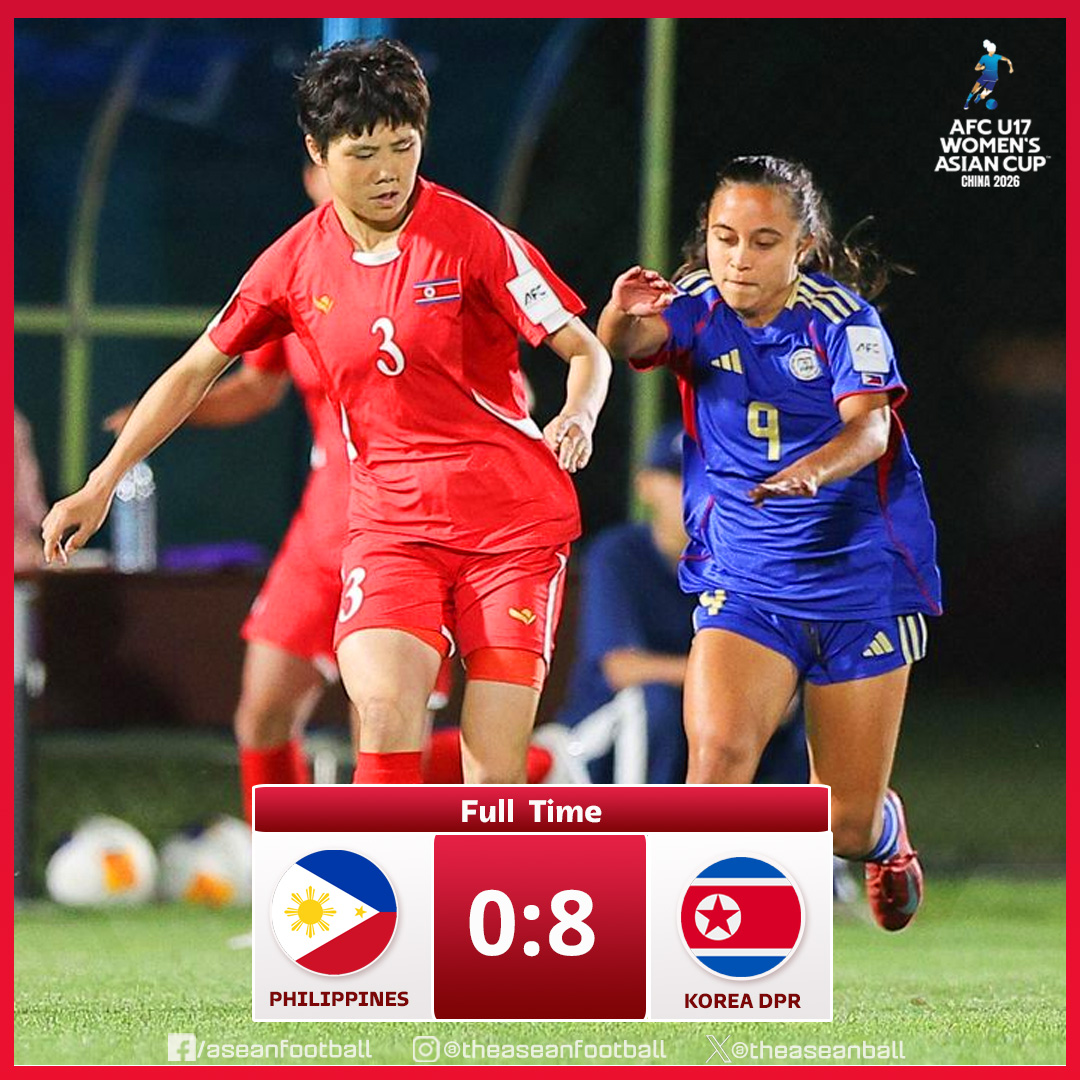theaseanball's tweet image. ✨ AFC U17 WOMEN'S ASIAN CUP 2026 | Group C

FT: Philippines 🇵🇭 0️⃣ - 8️⃣ 🇰🇵 Korea DPR

#AFC #WAU17