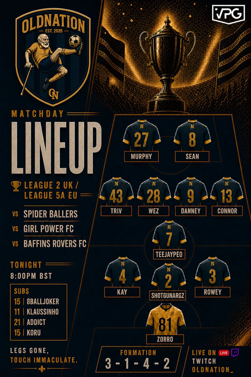 OldNationFC's tweet photo. After a solid start last night this is our @OfficialVPG lineup for tonight 👊

vs @Spiderballersuk 
vs @Girl_Power_FC 
vs @Baffinsroversfc https://t.co/saUubKpG8X