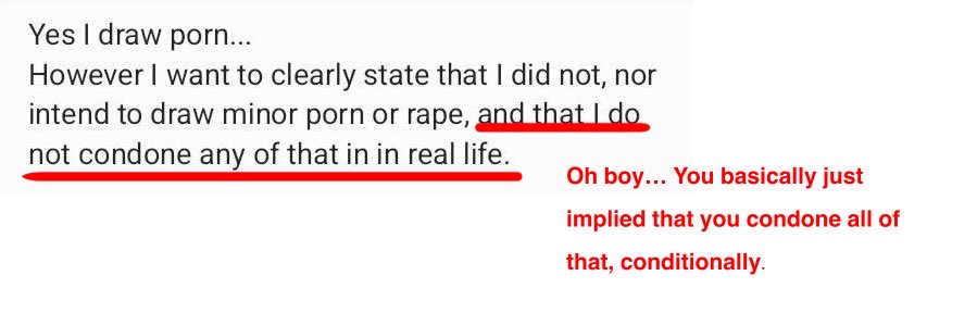 150_sick's tweet photo. Also, saying you don’t condone it irl implies you still condone it but conditionally. You shouldn’t condone rape in any setting Kosherea. https://t.co/AWucYYWHc6