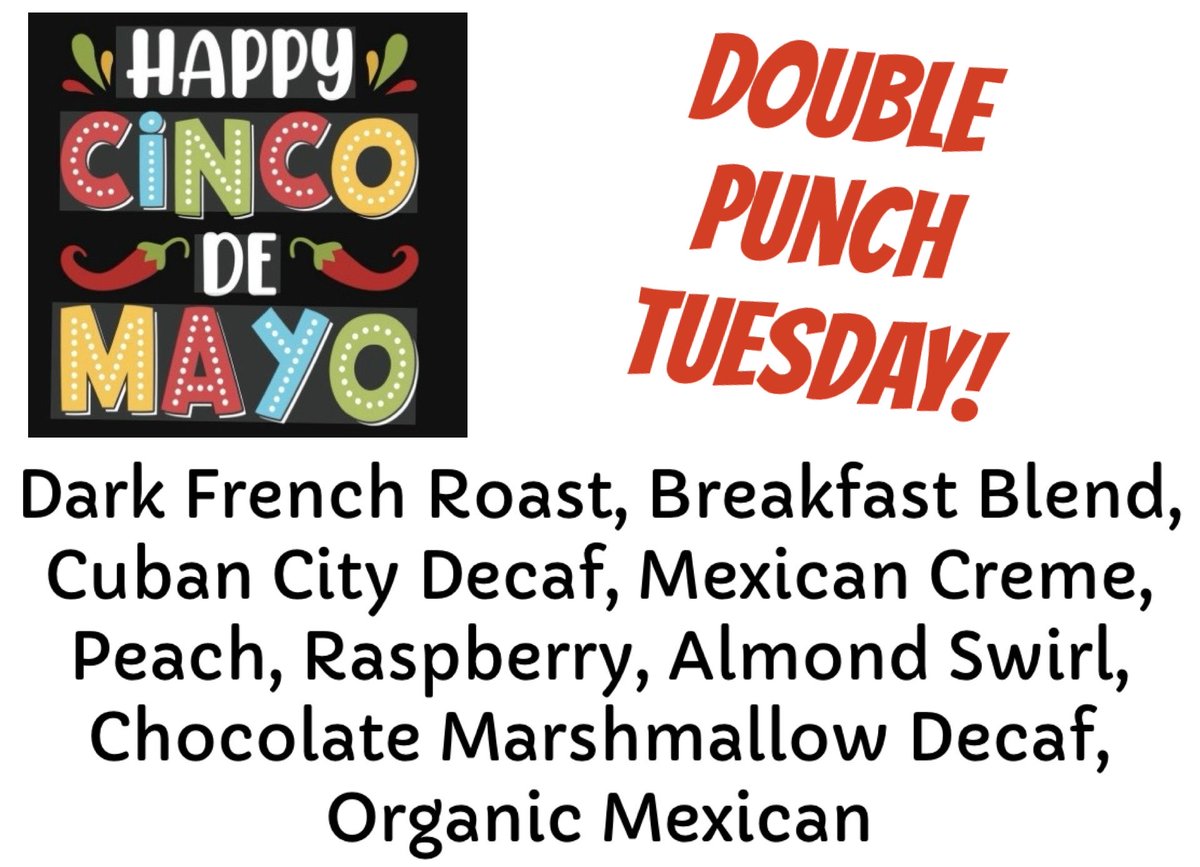 bchicken_coffee's tweet image. Three new coffees today - Mexican Creme; Raspberry, Peach, Almond Swirl; Organic Mexican.  It’s also Double Punch Tuesday. Hope you have a great day.  Open until 7 pm. #blackchickencoffee #coffeeshop #shopsmall #uptownlexingtonnc