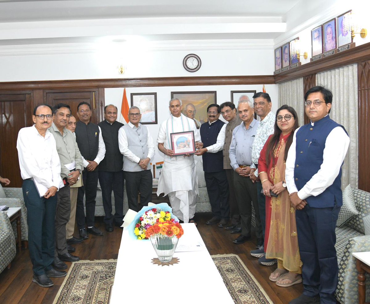 PTI_News's tweet photo. PHOTO | At Lokbhavan in Gujarat, State Chief Information Commissioner Dr. Subhash Soni, along with fellow commissioners, met Governor Acharya Devvrat and shared key achievements of the Commission. They highlighted the reduction in appeal hearing time from 14 months to just 30 days, along with initiatives such as special disposal drives, RTI awareness efforts, and digital outreach.

(Source: third party)