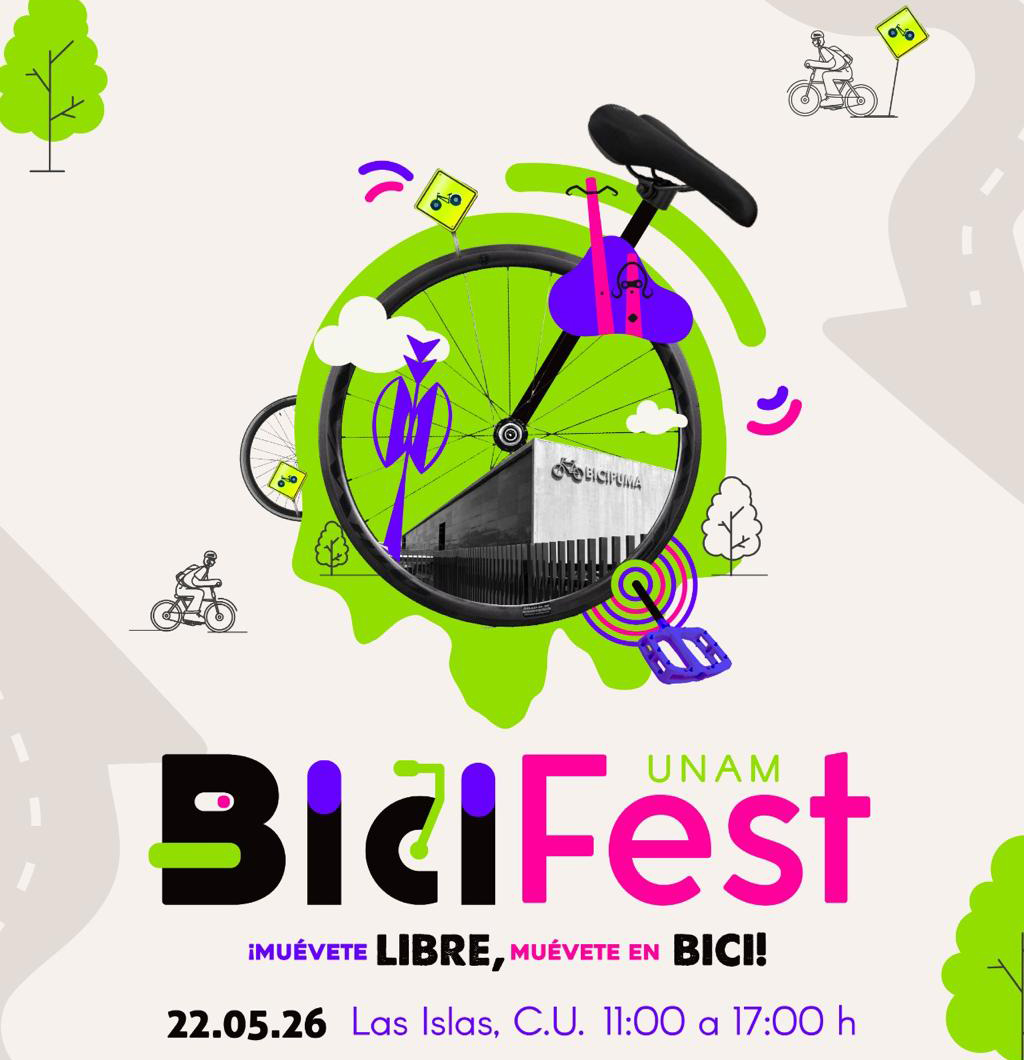 UNAM_MX's tweet photo. ¡#YaViene el #BiciFest 2026 🚴! Las #IslasCU serán escenario de una fiesta donde la pasión por la bicicleta, la comunidad y la sostenibilidad se encuentran 🌱. No te pierdas de música 🎶, bicipolo 🏑, estands 🎪, biciescuela 📢 y más.
#AgendaUNAM https://t.co/cIxkqqlCPY