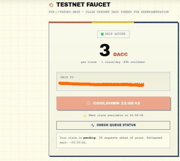 ⚡ DAC Inception Faucet Update!
​Exciting news from the <a href="/dac_chain/">DAC | Quantum Chain</a> ecosystem! The faucet has been upgraded:
👉 Claim 3 DACC every 24 hours now.
👉 Due to 1.2M+ users, please be patient with the queue. ⏳
🚀 The team is actively optimizing the process!
​Keep grinding for the