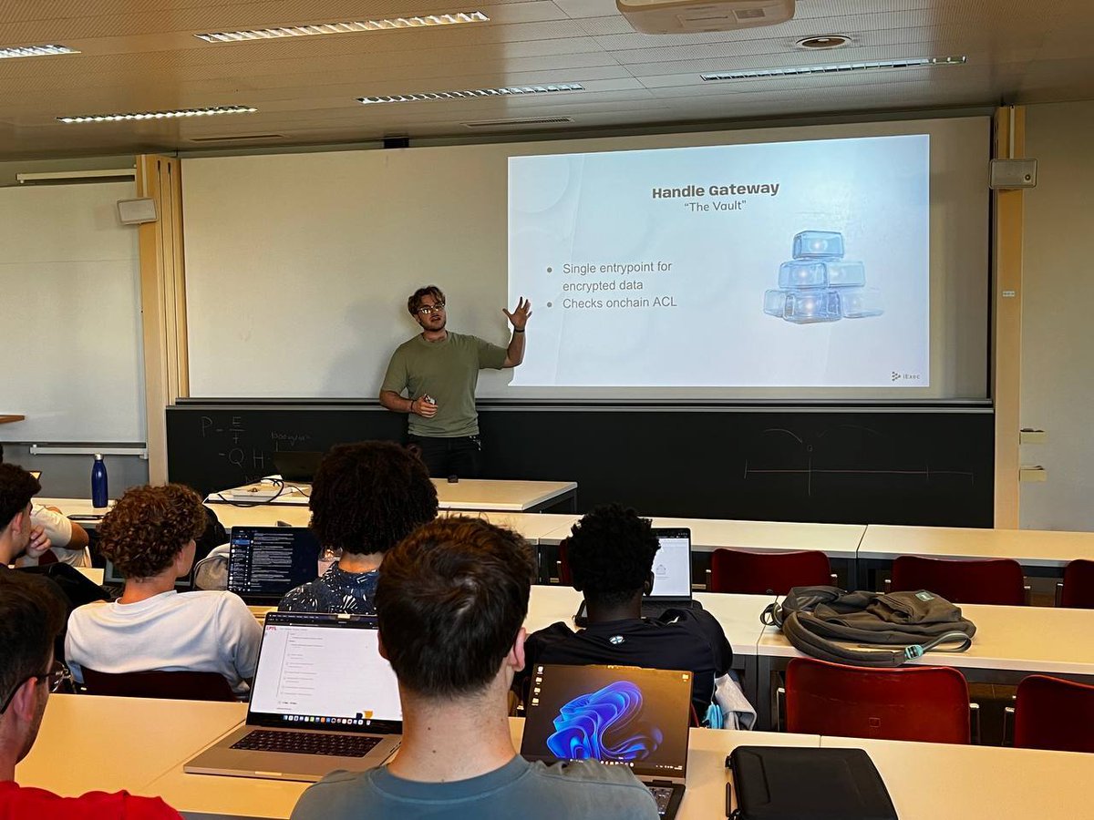 DelforgeJules's tweet photo. Last Thursday I gave my second workshop on @iEx_ec hosted by @bsaepfl ! 

I got to dive deeper into Nox and gave a live demo of how to make a vault private 🔐 

The week before I had many questions on how Nox functioned so I also gave a deeper technical explanation 🖥️

Thanks ! https://t.co/Lu56KwmYm9