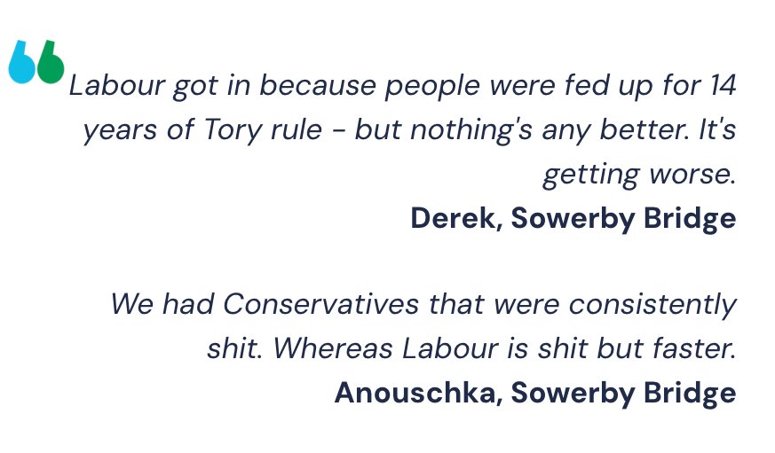 Collapse of two party politics explained in two focus group quotes.