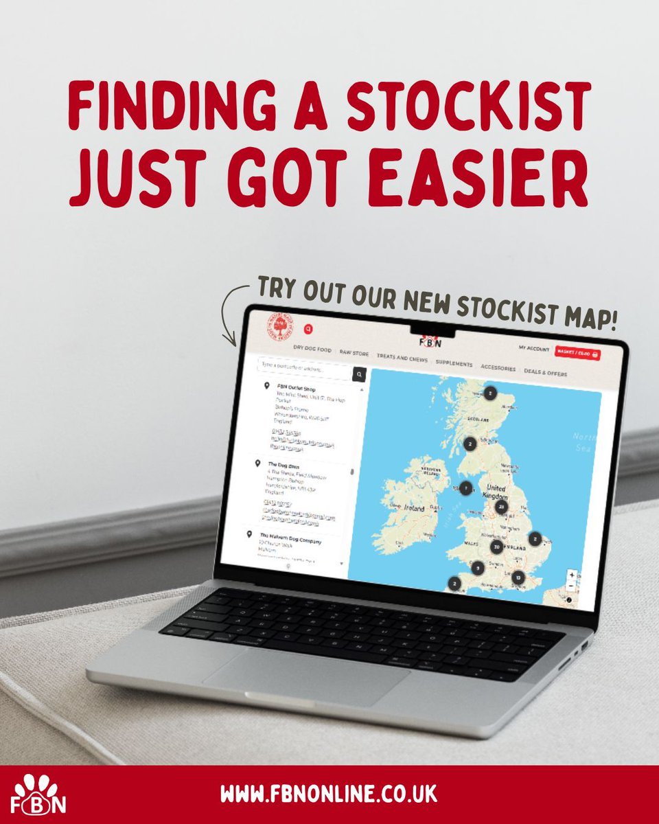 We’ve just upgraded our “Find a Stockist” page - and it’s now easier than ever to track down your nearest supplier of all your dog's favourites 🐾

Say goodbye to scrolling through long lists 👋
And hello to our brand new interactive map 🗺️

buff.ly/4zjBruv