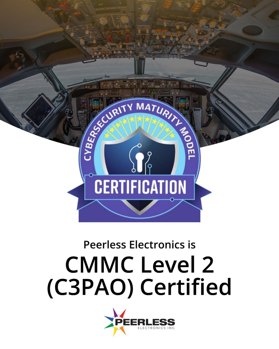 PeerlessElec's tweet photo. Achieving CMMC Level 2 (C3PAO) certification is a true commitment to protecting customers' sensitive data, fortifying supply chain cybersecurity, and supporting defense partners with trusted security practices. 👉 https://t.co/x8NyH8NiJd.

#CyberSecurity #CMMC #Peerless https://t.co/DZ9PFbdQn6