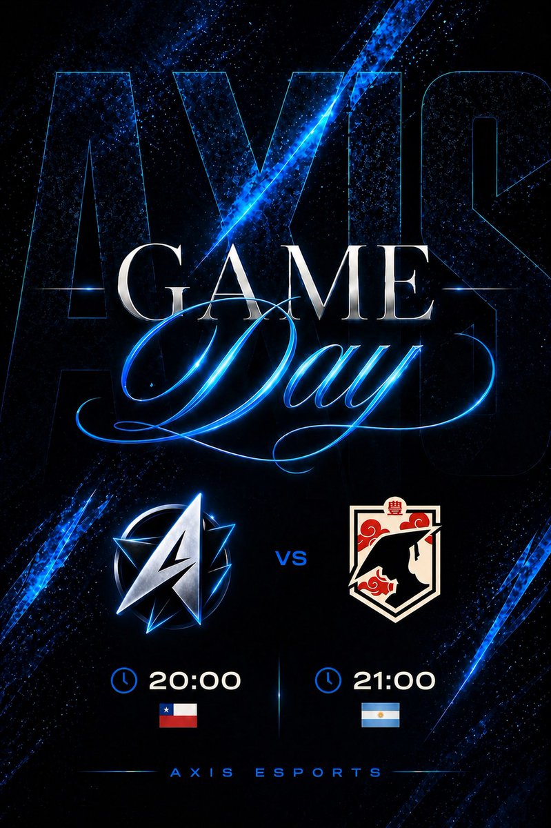 🔥 GAME DAY 🔥

Hoy salimos a dejarlo todo. 💙

⚔️ Axis Esports vs <a href="/ToyoEsports/">TOYO</a> 
🕗 20:00 🇨🇱 | 21:00 🇦🇷

Cada ronda es una guerra. ⚡
Vamos con todo por la nuvy🙌,

#AxisEsports #GameDay #Valorant #EsportsLatam #Goaxis #Nuvycircuit #Nuvycommunity