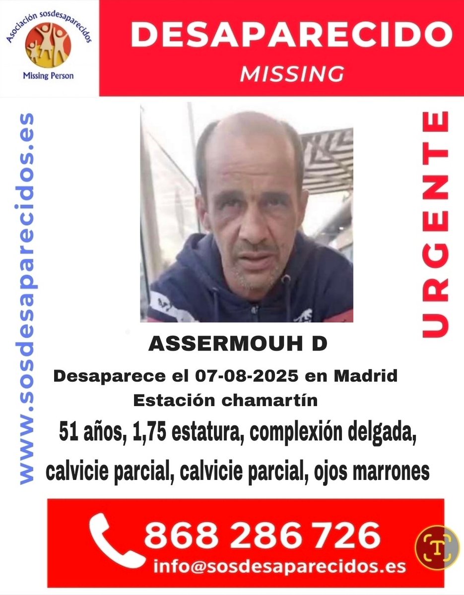 sosdesaparecido's tweet image. 🆘 DESAPARECIDO
#España #sosdesaparecidos #Desaparecido #Missing #Madrid
Fuente: sosdesaparecidos