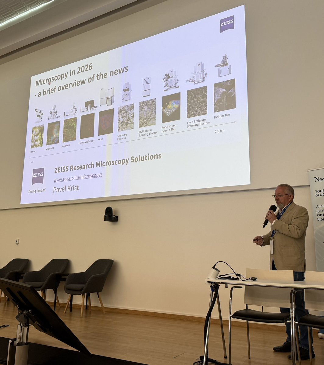 DavidHonys's tweet photo. Day 2 at #3COST2026.

Sponsors this morning — from sequencing to microscopy — followed by a sustainability session starting with a maize breeding keynote by Sofija Božinović, MRIZP, Serbia.

Different scales, related questions.

@Recrop22157 @diversicrop @PANGEOS_CA22136 @UEBavcr https://t.co/xFOAVZCm8G