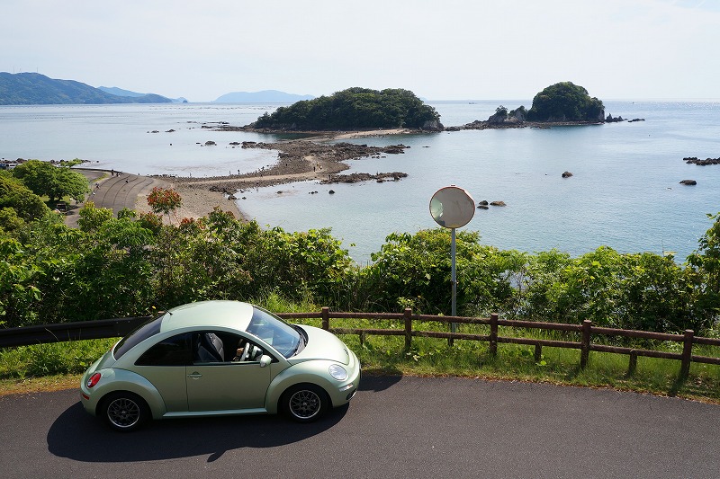 咸陽島が見える海岸まで来た、エンジェルロードができていた‥本日の走行距離は約280km😱