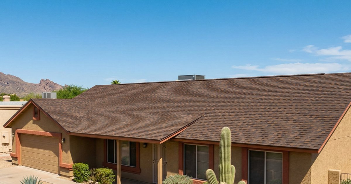 GleasonRoofing's tweet photo. May’s here, and so is our GAF Color of the Month: Timberline NS Shakewood! 

A rich, dimensional shingle color that instantly elevates your home’s exterior.

#GAFRoofing #RoofingPros #ArizonaRoofing #RoofDesign #NewRoofSeason #phoenixroofing #phoenix #roofingexperts #roofing https://t.co/Ag4F9vkGhh