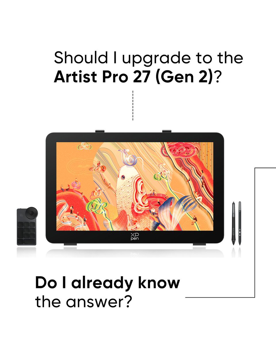 XPPEN's tweet photo. Spoiler: All signs point to my new obsession ➡️Artist Pro 27 (Gen 2)

Who else doesn't know it's a 4K120Hz touch screen?🙋‍♂️

#xppen #xppenfun #artistpro27gen2 #drawingdisplay https://t.co/pM6nGogDyx