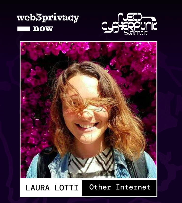 web3privacy's tweet photo. What does an internet beyond platforms actually look like?

@lottiland from @otherinternet__  is a researcher, writer & curator working at the intersection of digital commons, collective governance, and experimental online cultures. Her work dives into how we can build more participatory, public-interest infrastructures online.

Catch her in Berlin (14 June): https://t.co/VOGD4PkzqO