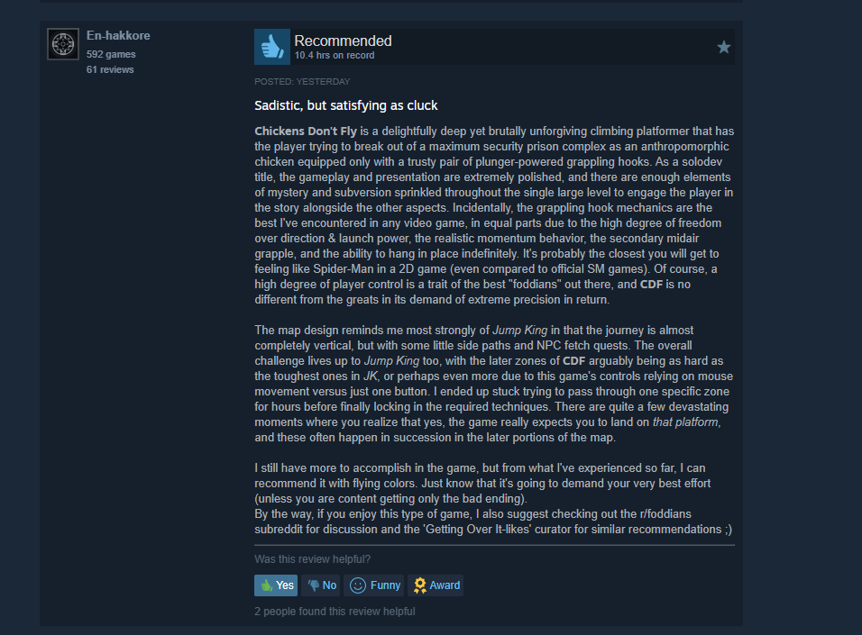 BachwareGames's tweet photo. This is the best god damn review I've ever gotten. Warms my heart! #gamedev #indiegame #steam https://t.co/ikSU0Dcsw9