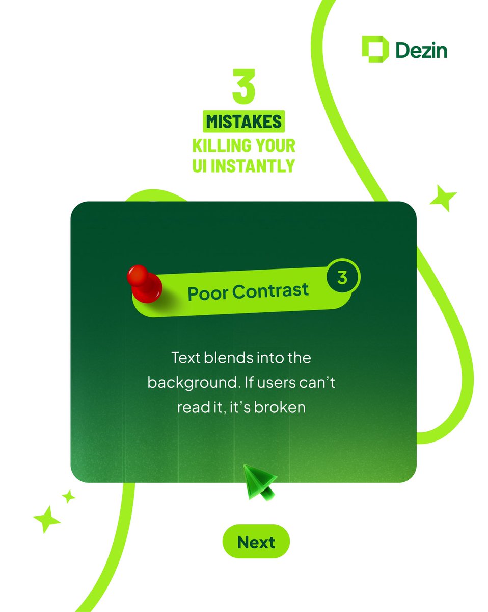 Bad spacing.
Weak hierarchy.
Poor contrast.

These three things look minor, but they quietly ruin your UI.

Fix these, and your design improves instantly.