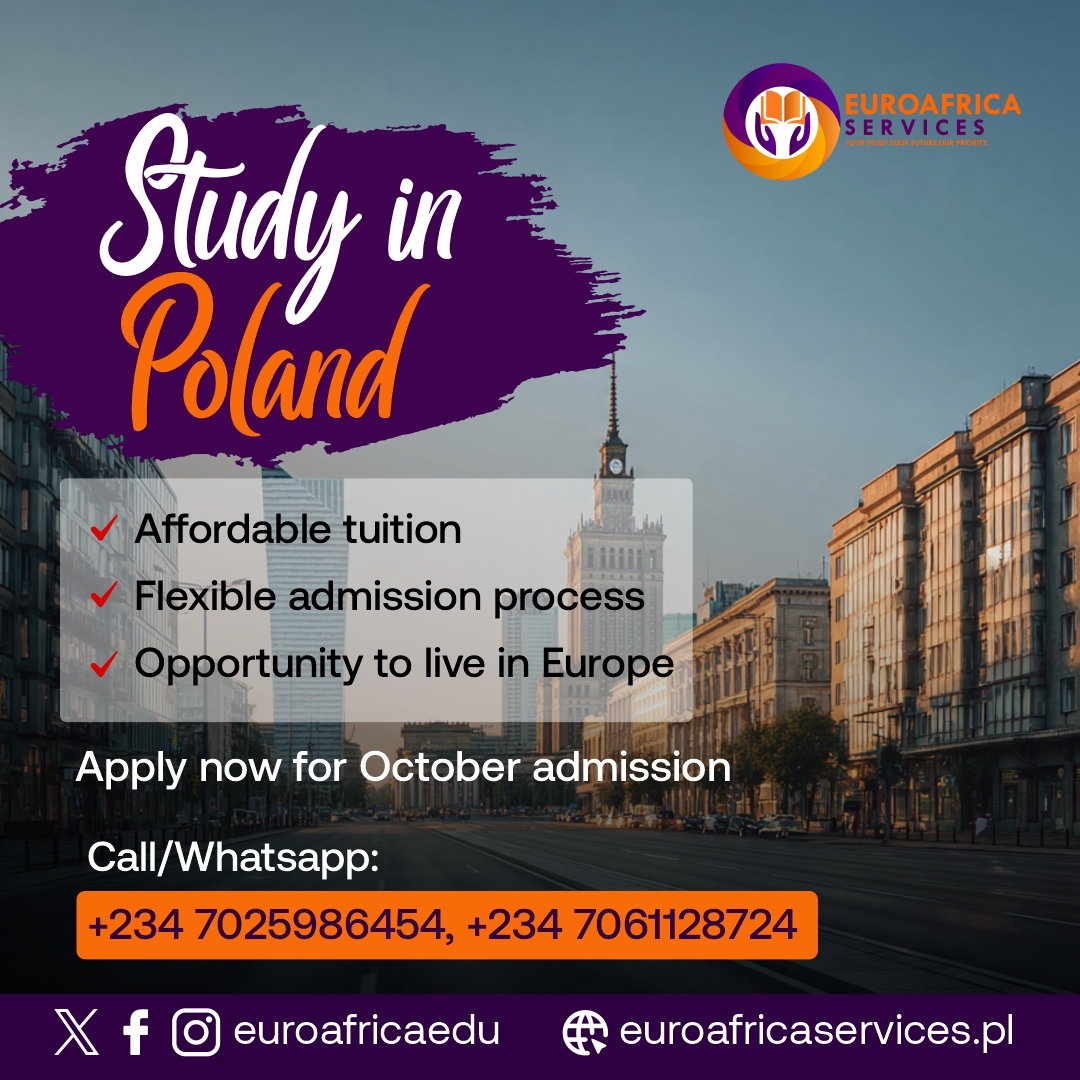 Euroafricaedu's tweet photo. Study in Europe this October.

Euroafrica Services helps you secure admission and process your student visa for Poland and Serbia.

Structured, transparent, reliable.

Begin your journey today.

Call/Whatsapp: +234 7025986454, +234 7061128724
https://t.co/2NhyOs9ZSd https://t.co/MMaU8EOoT0