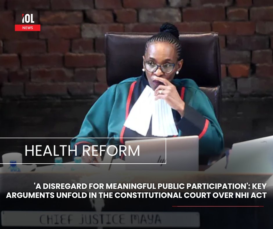 IOL's tweet image. Key arguments are unfolding in the Constitutional Court over the NHI Act, with critics highlighting concerns about meaningful public participation. The case has sparked intense debate about transparency, governance, and the future of healthcare reform in South Africa.
#news