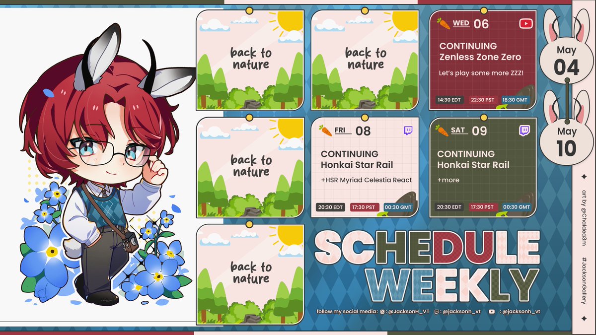 JacksonH_VT's tweet photo. A bit late, but here's the stream schedule for this week! https://t.co/TSS4V5bm1d