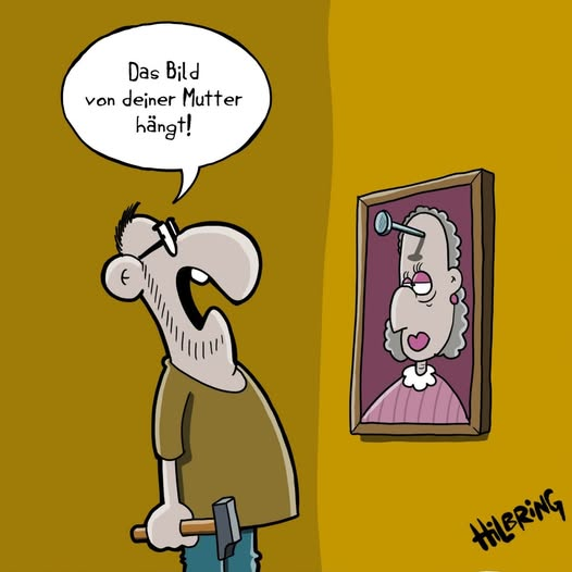 Paudlitschek's tweet image. Zum #TagdesBilderrahmen liebevoll an die Wand genagelt.
#OlisCartoons #Cartoons 
© Oli Hilbring