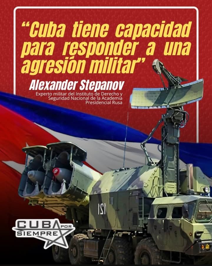 ComercioA2024's tweet photo. 🇺🇸🇨🇺 El experto militar ruso, Alexander Stepanov, afirmó que Cuba posee la capacidad necesaria para responder ante una hipotética agresión militar por parte de EEUU
#CubaEstáFirme https://t.co/CcRIgw75rz