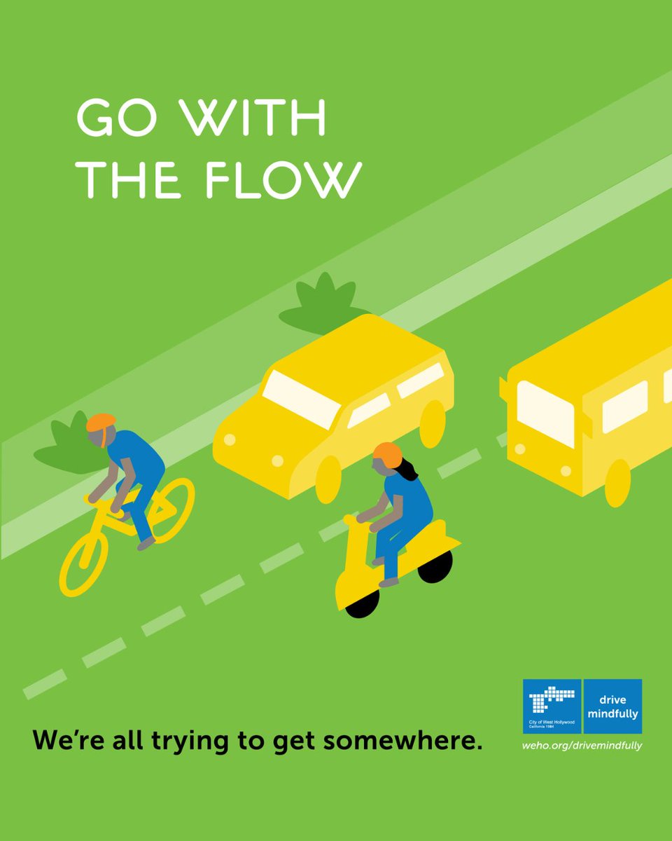 Navigating West Hollywood means sharing the road with constant movement, dense traffic, busy crosswalks, and neighbors on the go.

Remember to:
🔔 Use your turn signal before every turn or lane change.
📵 Avoid distractions.
🚸 Stop for pedestrians.
✋ Give space and stay alert.