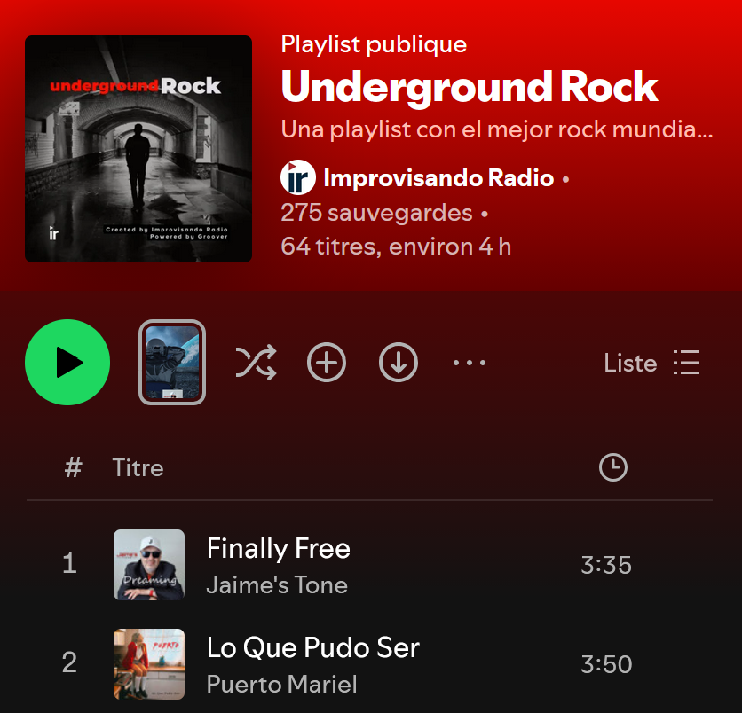 jaimes_tone's tweet image. “An excellent blend of progressive rock and alternative rock—it sounds amazing” thank you very much @ImprovisandoR for your feedback on “Finally Free” and for adding the song to your Underground Rock playlist open.spotify.com/playlist/3tBYT…
#rock #indierock #progrock #spotifyplaylist