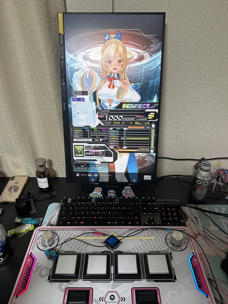 MJDkogasa's tweet photo. 【おうちボルテ】
不知火フレアさんのボルテ配信を観て、触発されておうちボルテ環境作りました(  ͡   ͜   ͡   )

とりまゲーセンでやらない精度上げ兼ねて下埋め敢行しました(･ω･三･ω･)ﾌﾝﾌﾝ

とりま新規S-PUC3曲出ましたd(˙꒳​˙* )
#SDVX
#おうちボルテ
#エルフレ音ゲー部 https://t.co/kU7IusRHKO