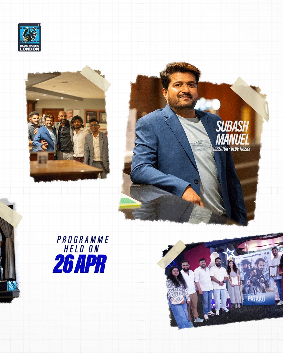 _Blue_Tigers_'s tweet photo. A spectacular night in the UK 🇬🇧✨

Musical Dinner Night by Blue Tigers featuring a soulful concert led by Jerry Amaldev and the grand trailer launch of Patriot.

#SubashManuel #patriotmovie #SubashManuel #jerryamaldev https://t.co/6nG2nEbMxU
