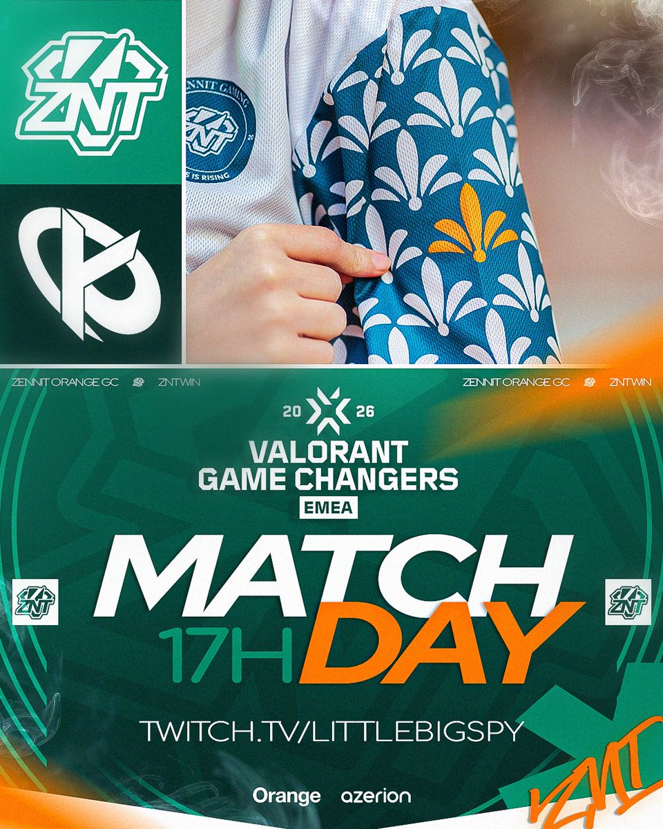 zennit_gaming's tweet photo. #EMEAGameChangers | Matchdayyyyyy - Jour 5 👊

La semaine a bien commencé hier, nos ZNT Orange GC comptent bien continuer sur cette lancée 🙌

⏰ 17h, BO3
🆚 @KarmineCorp 
⭕ Watchparty chez @littlebigspyVLR

#ZNTWIN 💜 https://t.co/fTgu6Zwymr