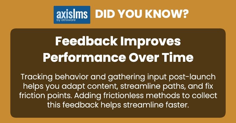 Atrixware's tweet image. Did you know that tracking learner behavior and gathering input post-launch helps you adapt content, streamline paths, and fix friction points. To make this smoother, start with a small pilot group. zurl.co/hkuGd   #lms #elearning #hr #axislms #atrixware