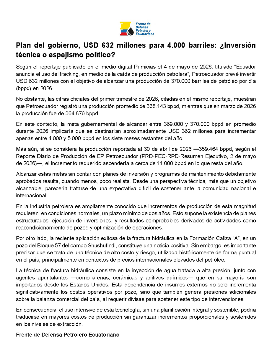 Frente de Defensa Petrolero Ecuatoriano tweet media