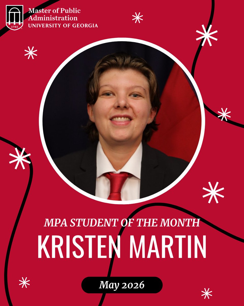 ugapadp's tweet photo. Congratulations to Kristen Martin, our May MPA Student of the Month! Read more here: https://t.co/F2il0dfztm
#UGASPIA #UGAMPA #UGAMPA60 #CommitTo #PublicService https://t.co/3BEt7BU5XE