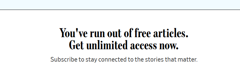 JRussUT's tweet photo. @MattHennessey Aren't Free Expression articles supposed to be free? Up until last week I could access everything included in the daily newsletter. Now, I get what you see in the image. And of course I am subscribed to Free Expression ... https://t.co/B7SMWLGT52