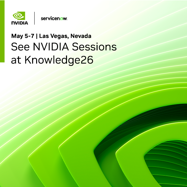 nvidia's tweet photo. Join us at #Knowledge26 with six sessions spanning autonomous retail, employee experience, IT and the future of enterprise AI agents. https://t.co/NNRuwKV7AL