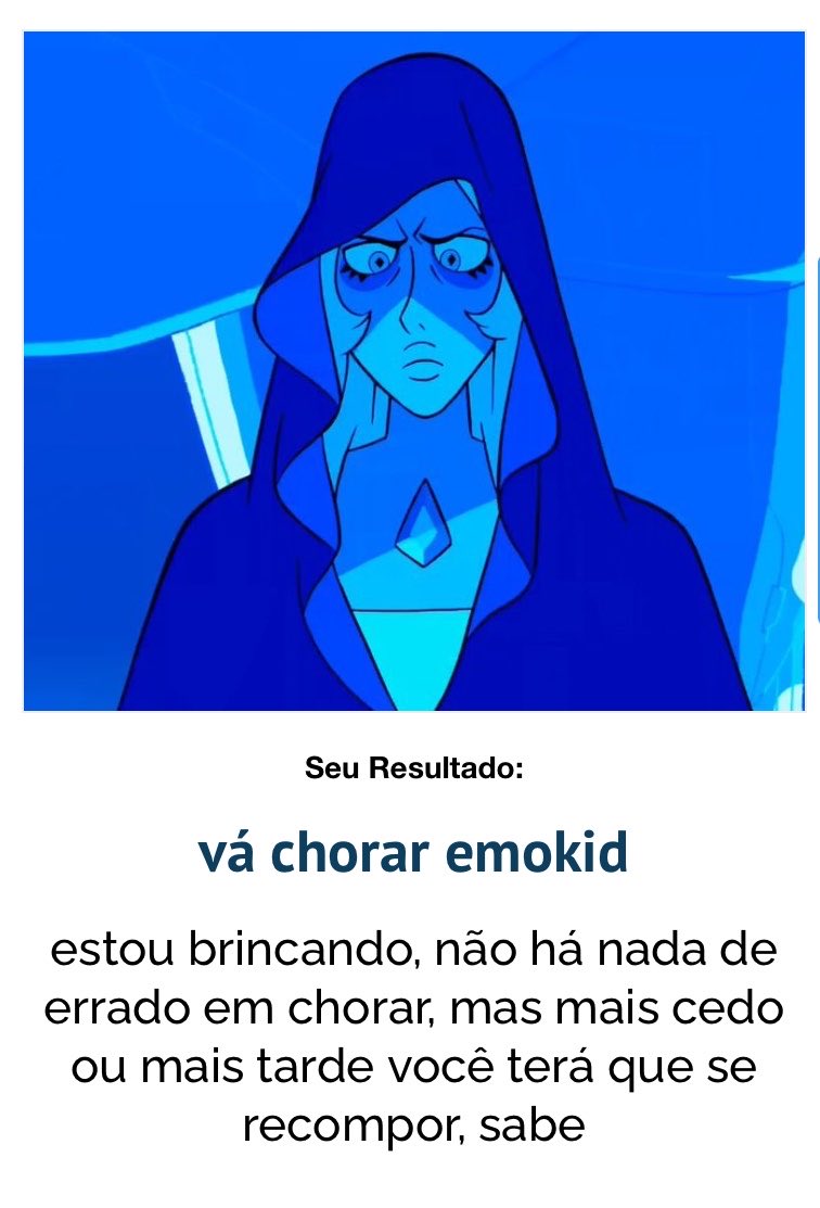 fui fazer um quiz de steven universo e me senti atacado com o resultado mas no fundo e verdade